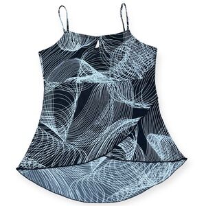 Y2K 90’s Babydoll Strappy Spiral Geometry Tank Top In Black & White Sz XS